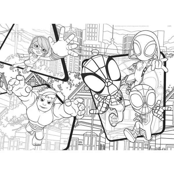 Marvel Spidey 2 w 1 maxi puzzle 24-elementowe i kolorowanka 70x50 cm - Lisciani zdjęcie 2