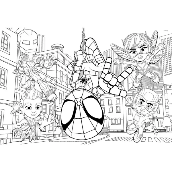 Marvel Spidey 2 w 1 maxi puzzle 2x24 elementów i kolorowanka 50x35 cm - Lisciani zdjęcie 3