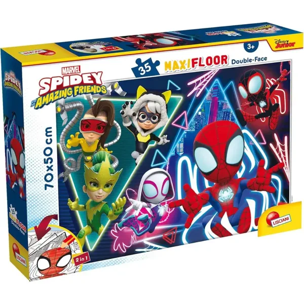 Marvel Spidey 2 w 1 maxi puzzle 35 elementów i kolorowanka 70x50 cm - Lisciani zdjęcie 1