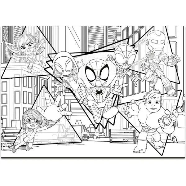 Marvel Spidey 2 w 1 maxi puzzle 4x48 elementów i kolorowanka 35x25 cm - Lisciani zdjęcie 4