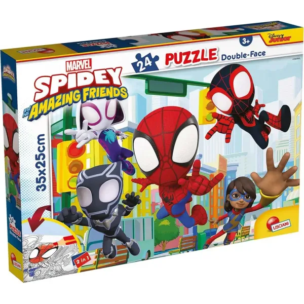 Marvel Spidey 2 w 1 puzzle 24 elementów i kolorowanka 35x25 cm - Lisciani zdjęcie 1