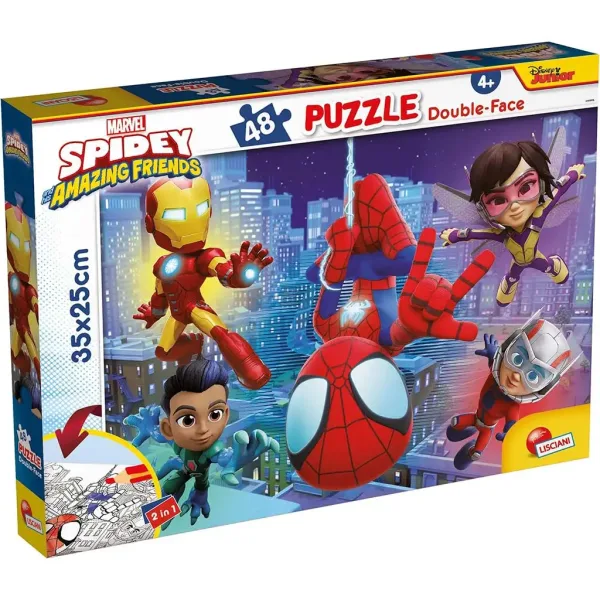 Marvel Spidey 2 w 1, puzzle 48 elementów i kolorowanka 35x25 cm – Lisciani zdjęcie 1