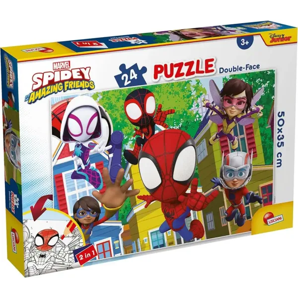 Marvel Spidey i jego zespół 2 w 1 puzzle 24 elementy i kolorowanka 50x35 cm - Lisciani zdjęcie 1