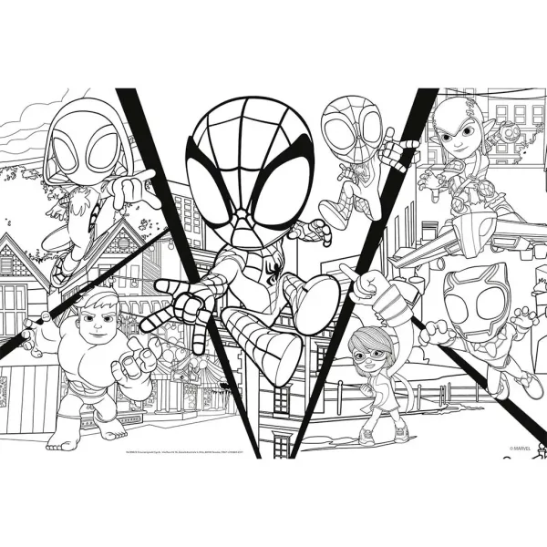 Marvel Spidey walczy 2 w 1, puzzle 24-elementowe i kolorowanka 50x35 cm - Lisciani zdjęcie 2