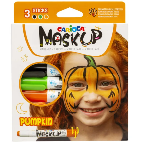 Maskup: Zestaw do malowania twarzy dynia w 3 kolorach - Carioca zdjęcie 1
