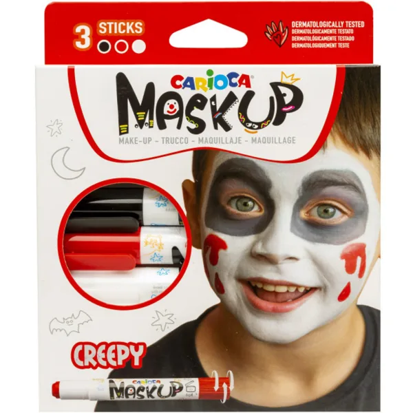 Maskup: zestaw do malowania twarzy na Halloween, 3 kolory - Carioca zdjęcie 1