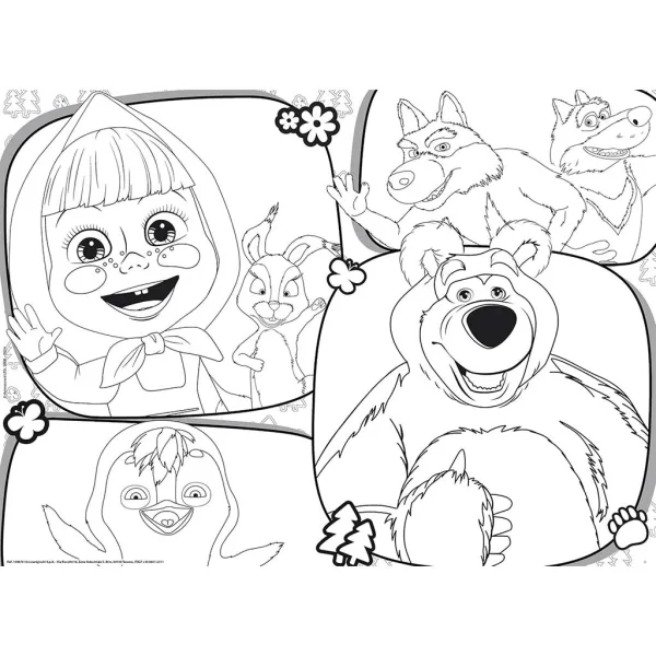Masza i Niedźwiedź 2 w 1 maxi puzzle 24 elementy i kolorowanka 70x50 cm – Lisciani zdjęcie 2