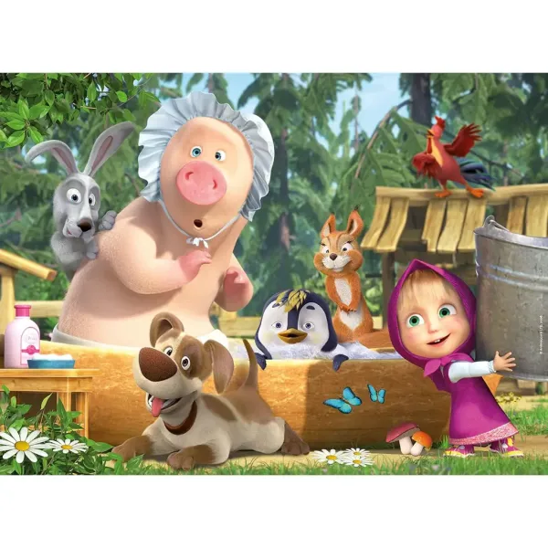 Masza i Niedźwiedź kąpiel maxi puzzle podłogowe 24 elementy 70x50 cm - Lisciani zdjęcie 2