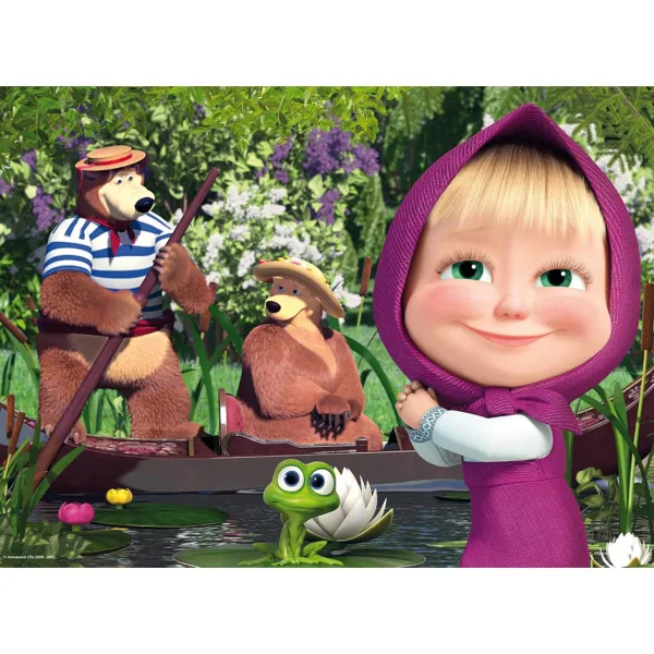 Masza i Niedźwiedź nad jeziorem 2 w 1, puzzle maxi Eco 24 elementy i kolorowanka 70x50 cm - Lisciani zdjęcie 2