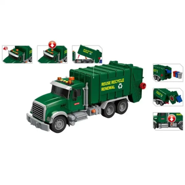 Mega Truck: Śmieciarka do selektywnej zbiórki odpadów z światłem i dźwiękiem 40x14x21cm zdjęcie 3