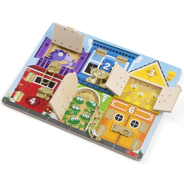 Melissa & Doug: Drewniana tablica manipulacyjna z zamkami i zasuwami rozwijająca umiejętności - Spin Master zdjęcie 2