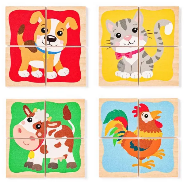 Mini drewniane puzzle ze zwierzętami w pudełku - Woodyland zdjęcie 2
