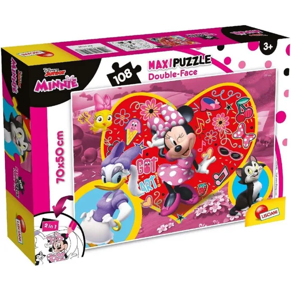 Minnie Mysz 2 w 1 puzzle i kolorowanka 108 elementów 70x50 cm - Lisciani zdjęcie 1