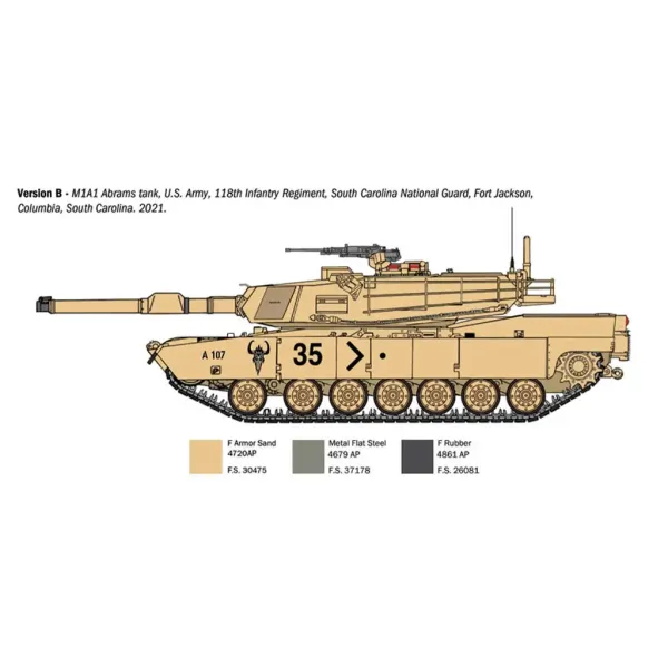 Model czołgu M1A1 Abrams Italeri w skali 1/35 zdjęcie 4
