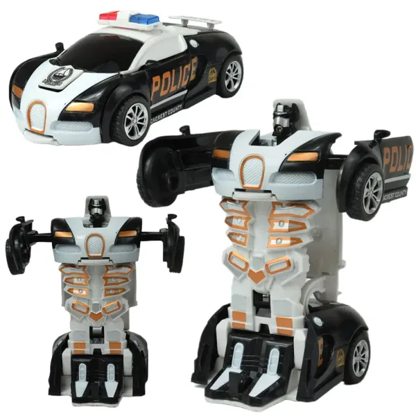 Model samochodu: Bugatti Veyron policyjny z napędem zamachowym, przekształcany w robota, różne wersje, 13 cm, 1 szt. zdjęcie 2