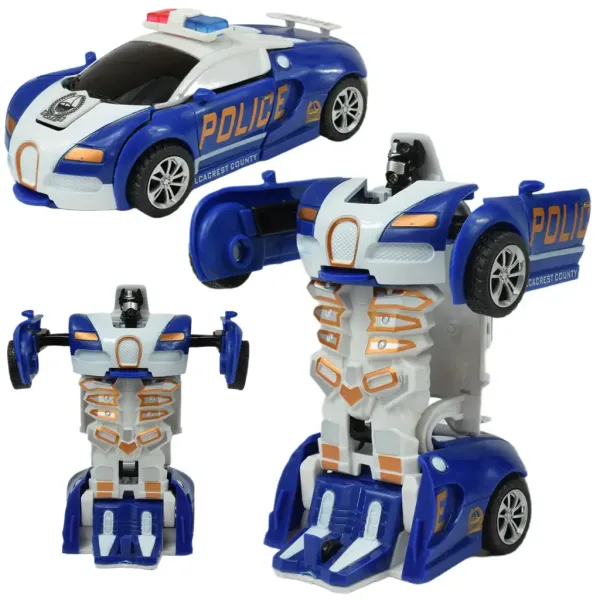 Model samochodu: Bugatti Veyron policyjny z napędem zamachowym, przekształcany w robota, różne wersje, 13 cm, 1 szt. zdjęcie 3