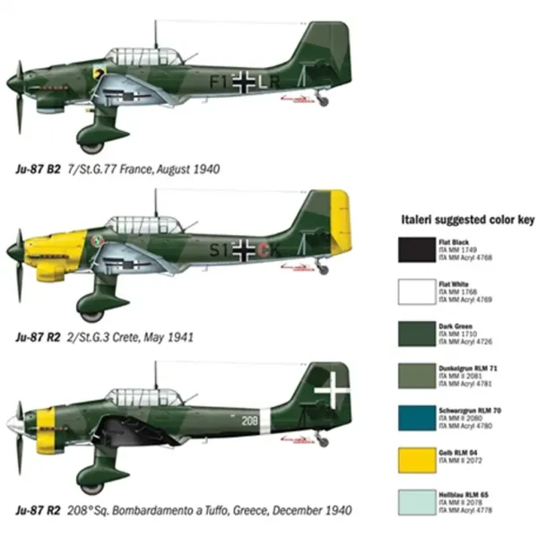 Model samolotu bombowca nurkującego Italeri 1/72 Ju-87 B2/R2 Stuka zdjęcie 3