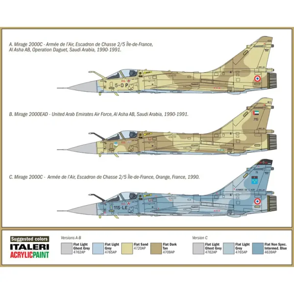 Model samolotu myśliwskiego Italeri 1/72 Mirage 2000C zdjęcie 3