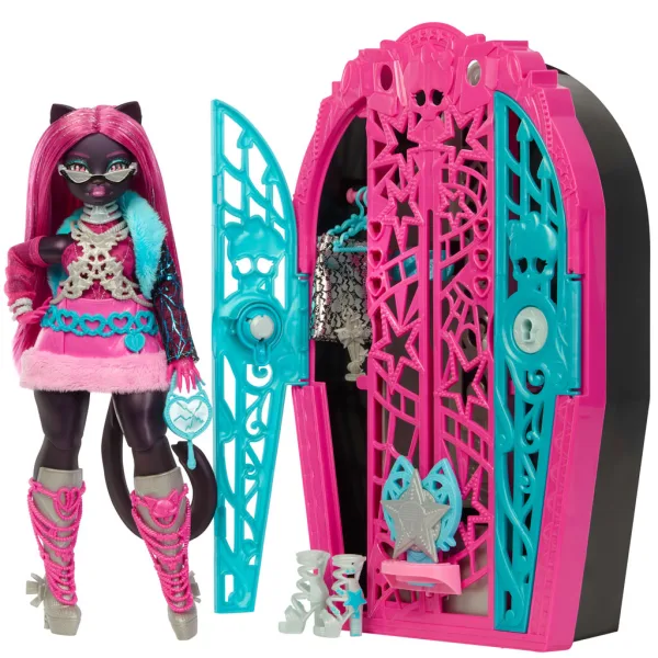 Monster High: Strasznie fajne sekrety przyjaciółek – Upiorne śledztwo w Hauntlywood, lalkę Catty Noir - Mattel zdjęcie 2
