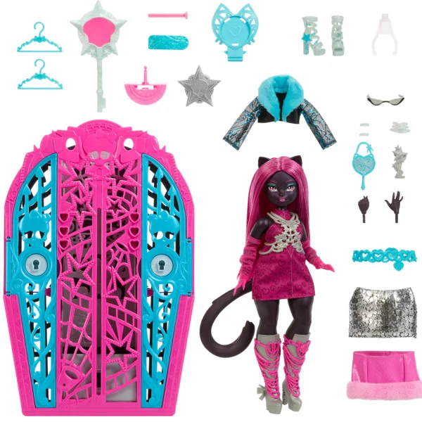 Monster High: Strasznie fajne sekrety przyjaciółek – Upiorne śledztwo w Hauntlywood, lalkę Catty Noir - Mattel zdjęcie 4