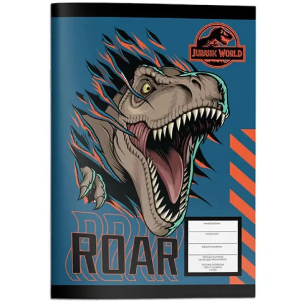 Must... Jurassic World zeszyt w linie z kolorowanką, 40 kartek, w dwóch wariantach zdjęcie 1