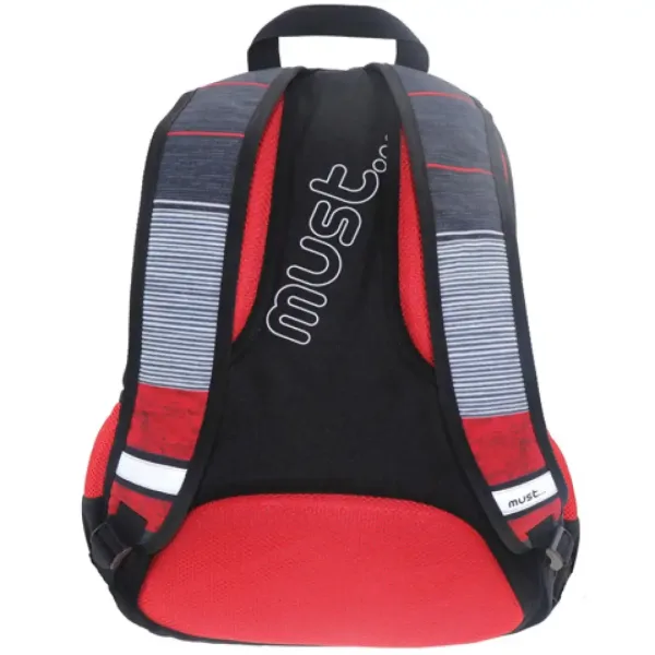 Must: Czerwono-Czarny 2 w 1 czterokomorowy plecak szkolny, plecak 47x25x33cm zdjęcie 2