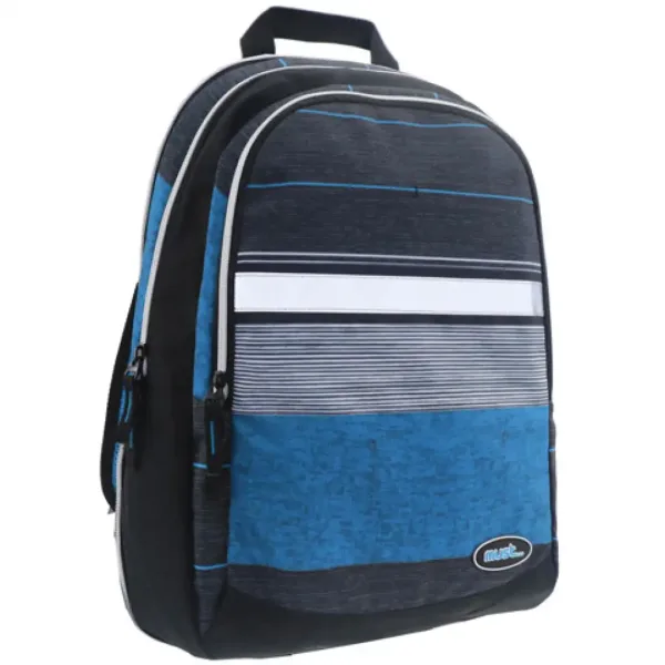 Must: Niebiesko-czarny plecak szkolny 2 w 1 z czterema przegrodami, 47x25x33 cm zdjęcie 3