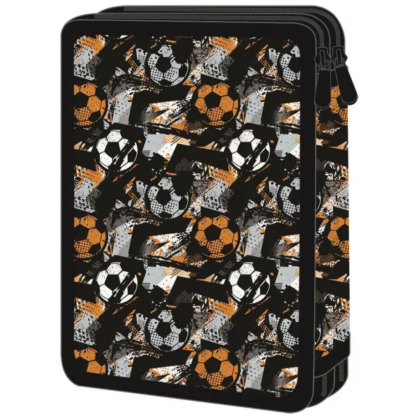 Must: wypełniony dwupoziomowy piórnik z motywem piłki nożnej 15 x 5 x 21 cm zdjęcie 2