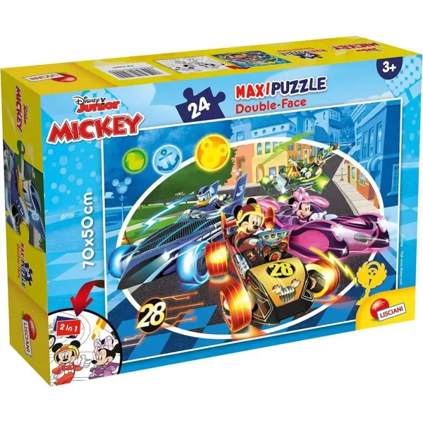 Myszka Miki 2 w 1 maxi puzzle 24 elementy i kolorowanka 70x50 cm – Lisciani zdjęcie 1