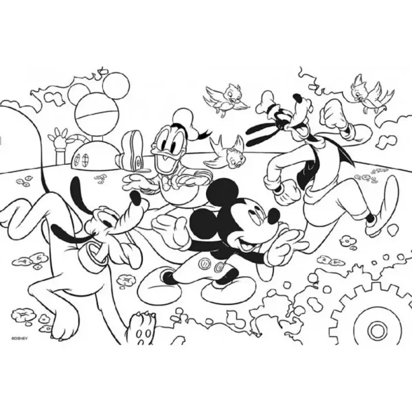 Myszka Miki 2 w 1 maxi puzzle 4x48 elementów i kolorowanka 35x25 cm - Lisciani zdjęcie 3