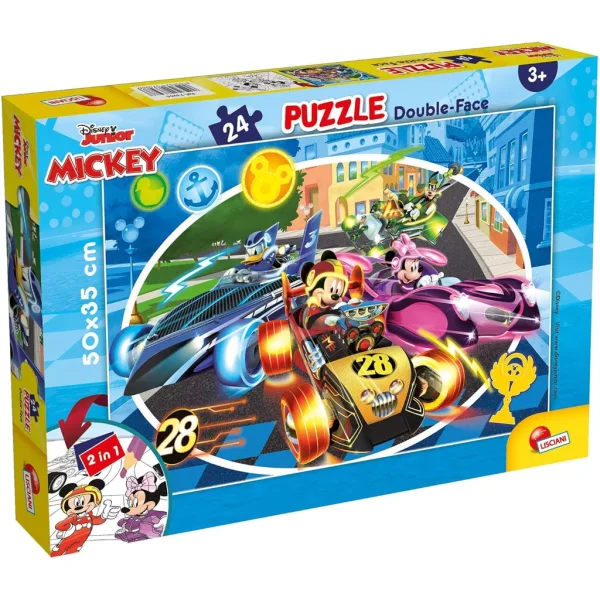 Myszka Miki 2 w 1 puzzle 24-elementowe i kolorowanka 50x35 cm - Lisciani zdjęcie 1