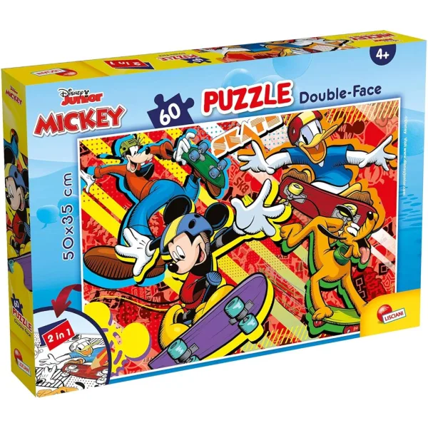 Myszka Miki 2 w 1 puzzle i kolorowanka 60 elementów 50x35 cm - Lisciani zdjęcie 1