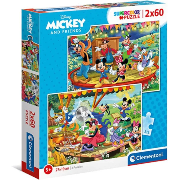 Myszka Miki Supercolor 2 w 1 puzzle 2x60 elementów - Clementoni zdjęcie 1