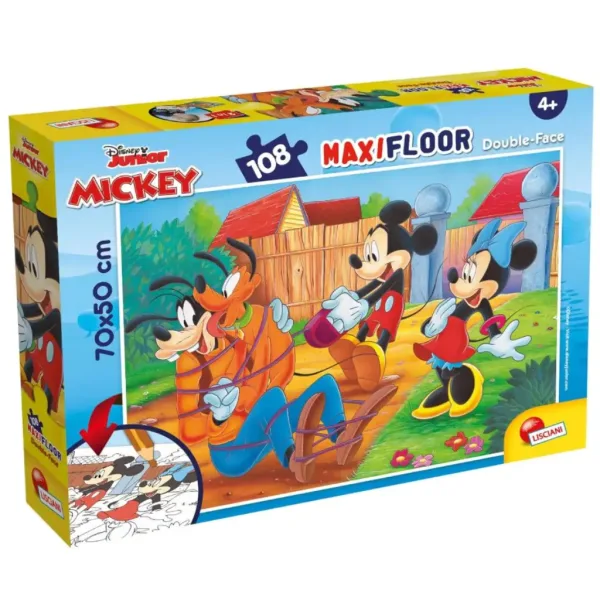 Myszka Miki i przyjaciele 2 w 1 puzzle i kolorowanka 108 elementów 70x50 cm - Lisciani zdjęcie 1