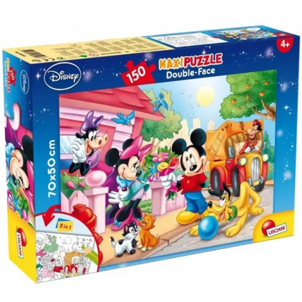 Myszka Miki i przyjaciele 2 w 1 puzzle i kolorowanka 150 elementów 70x50 cm - Lisciani zdjęcie 1