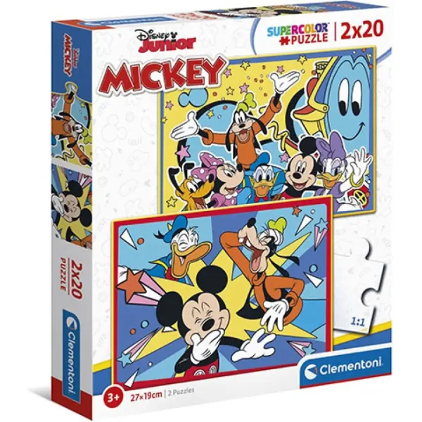 Myszka Miki i przyjaciele Supercolor 2 w 1 puzzle 2x20 elementów - Clementoni zdjęcie 1