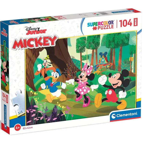 Myszka Miki i przyjaciele leśna przygoda 104-elementowe maxi supercolor puzzle - Clementoni zdjęcie 1