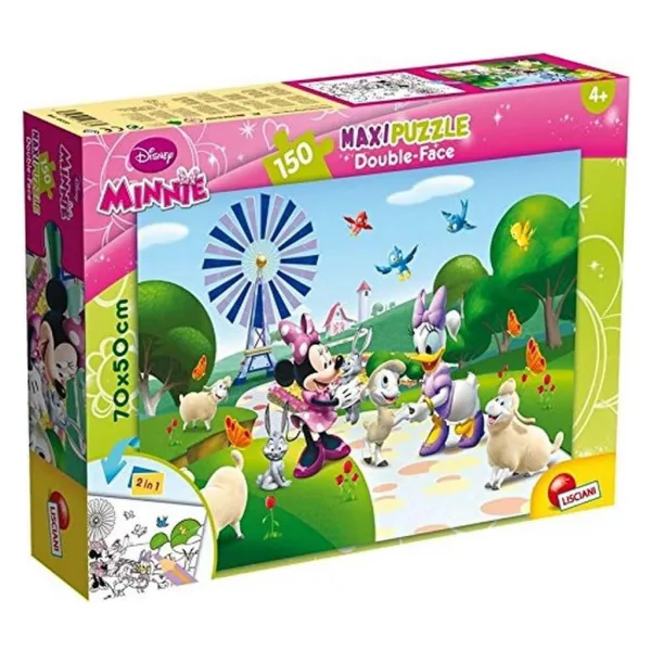 Myszka Minnie 2 w 1 maxi puzzle 150 elementów i kolorowanka 70x50 cm - Lisciani zdjęcie 1