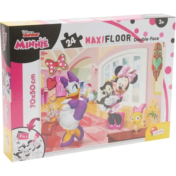 Myszka Minnie 2 w 1 maxi puzzle 24 elementowe i kolorowanka 70x50 cm – Lisciani zdjęcie 1