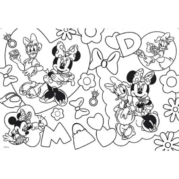 Myszka Minnie 2 w 1 maxi puzzle 2x24 elementów i kolorowanka 50x35 cm - Lisciani zdjęcie 3