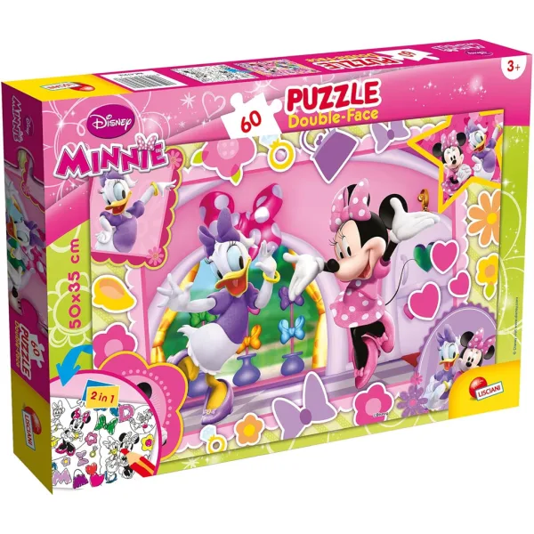 Myszka Minnie 2 w 1 puzzle i kolorowanka 60 elementów 50x35cm – Lisciani zdjęcie 1