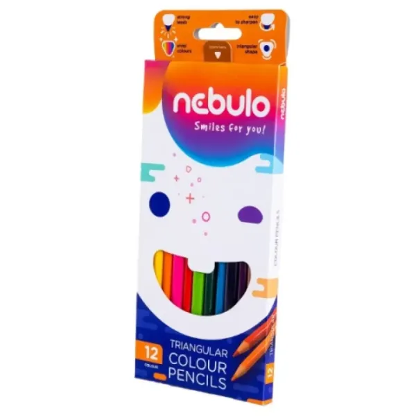 Nebulo: Zestaw 12 trójkątnych kolorowych kredek zdjęcie 1
