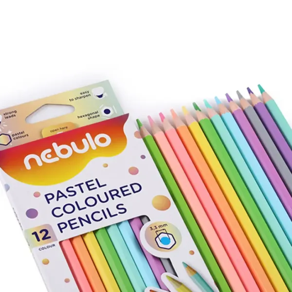 Nebulo: Zestaw pastelowych kredek ołówkowych 12 sztuk zdjęcie 2