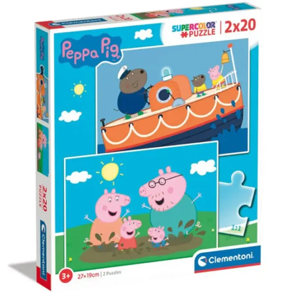 Peppa Świnka Supercolor 2 w 1 2x20-elementowe puzzle - Clementoni