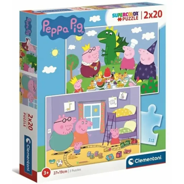 Peppa Świnka Supercolor 2 w 1 puzzle 2x20 elementów - Clementoni