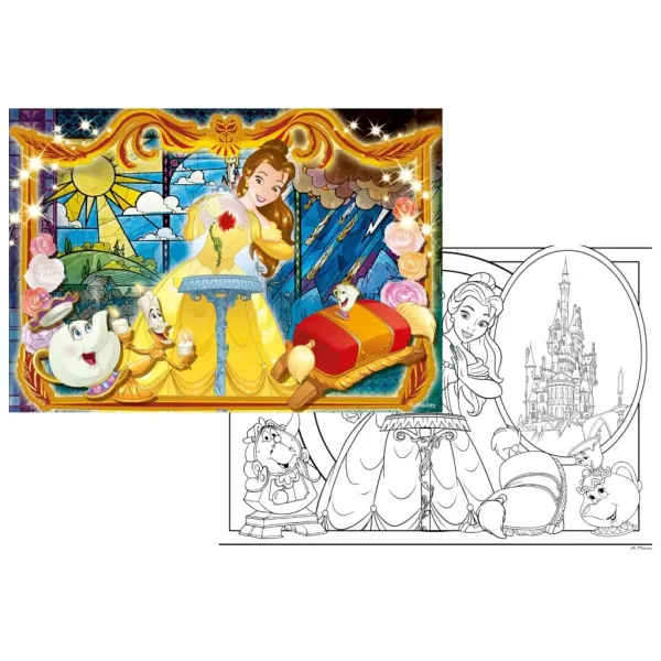 Piękna i Bestia Belle 2 w 1 puzzle i kolorowanka 108 elementów, 70x50 cm - Lisciani zdjęcie 2