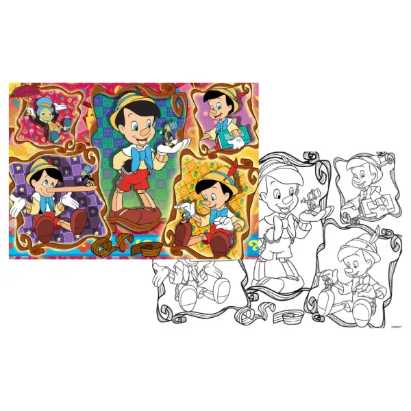 Pinokio 2 w 1 puzzle i kolorowanka 108 elementów 70x50 cm - Lisciani zdjęcie 2