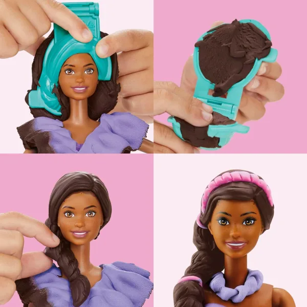 Play-Doh: Barbie Fashionista zestaw masy plastycznej z falbaniastymi sukienkami i lalką – Hasbro zdjęcie 3