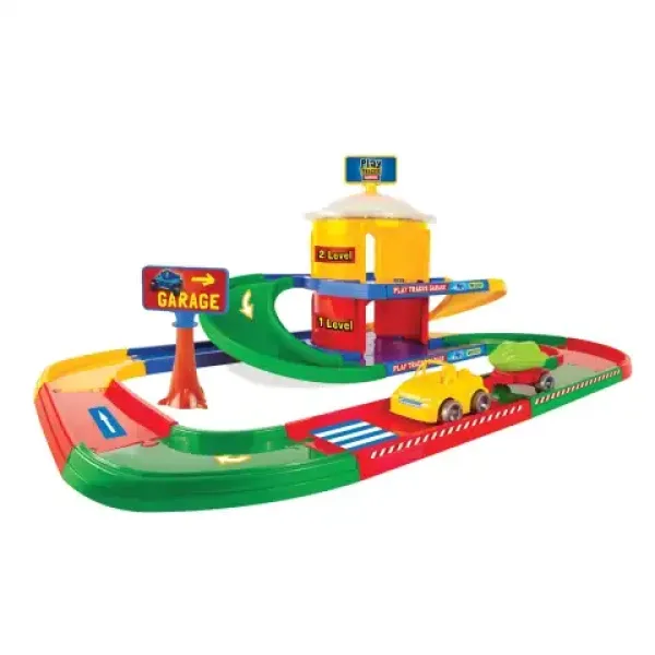 Play Tracks: 2-poziomowy garaż z małym samochodem z przyczepą - Wader zdjęcie 2