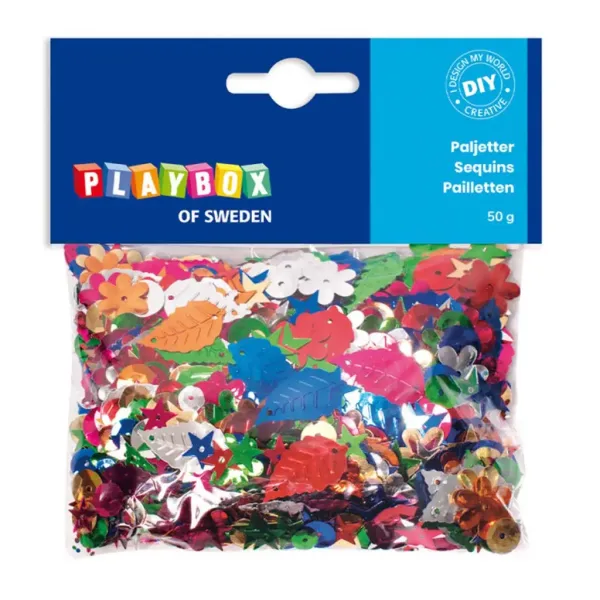 PlayBox: Cekiny w różnych rozmiarach, kolorach i kształtach, opakowanie 50 g zdjęcie 1